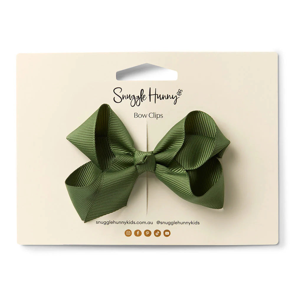 Snuggle Hunny Bow Hair Clip - Olive