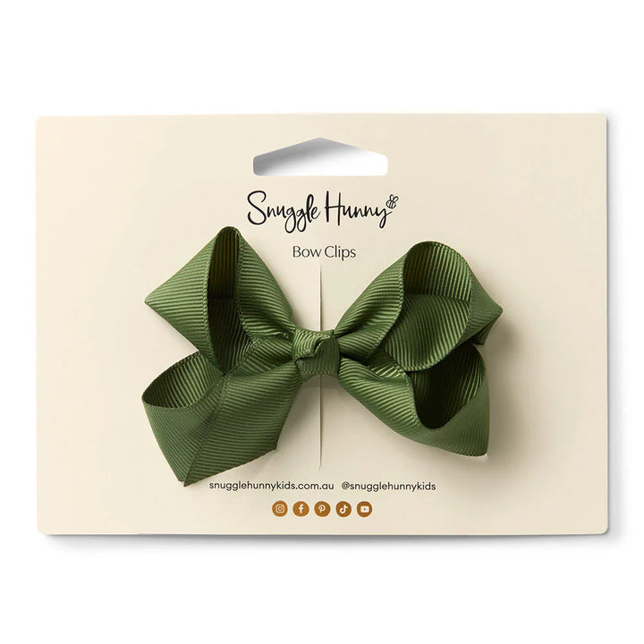 Snuggle Hunny Bow Hair Clip - Olive