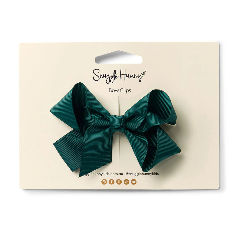 Snuggle Hunny Bow Hair Clip - Pine