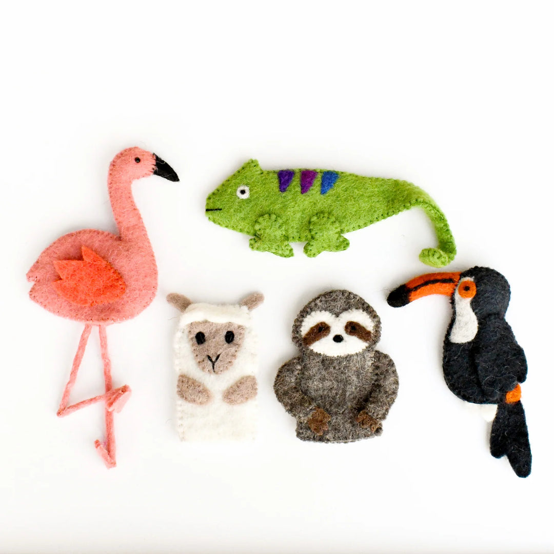 South American Rainforest Animals Felt Finger Puppet Set