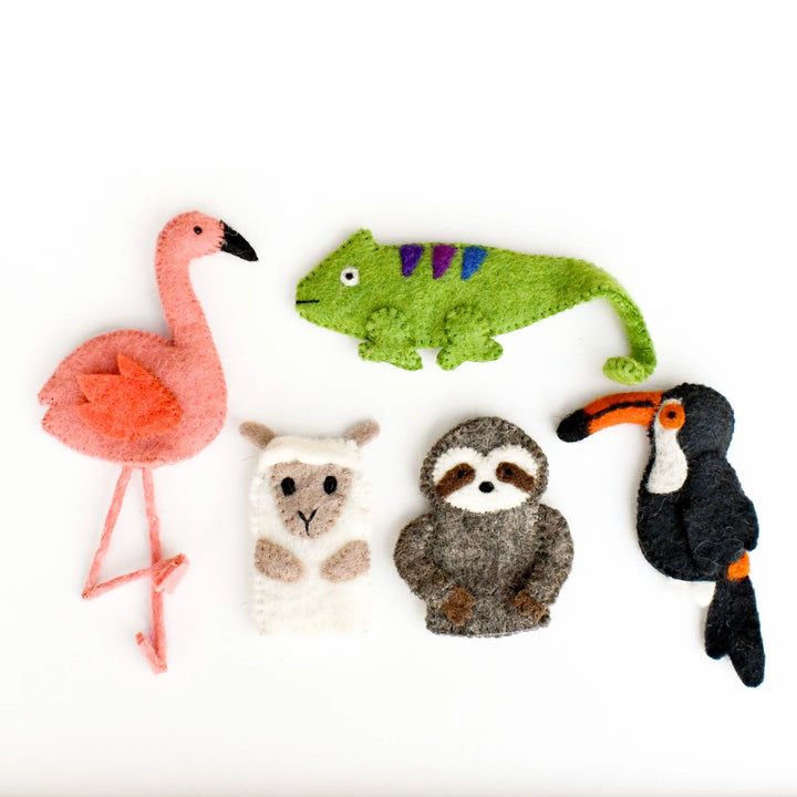 South American Rainforest Animals Felt Finger Puppet Set