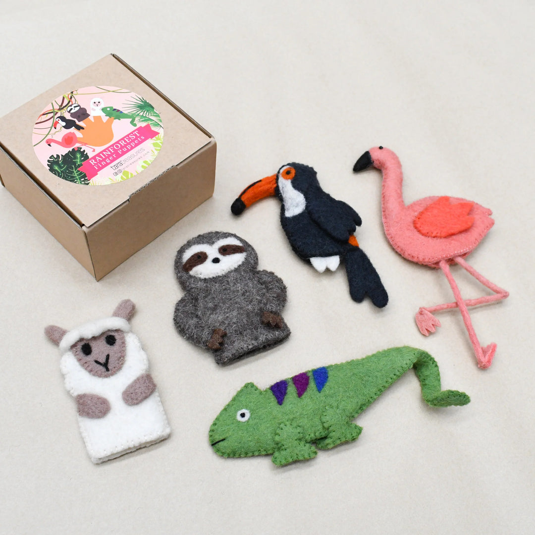 South American Rainforest Animals Felt Finger Puppet Set