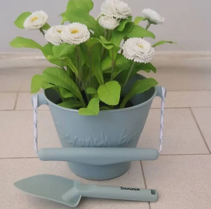 Scrunch Mini Seedling Pot and Trowel - Duck Egg Blue