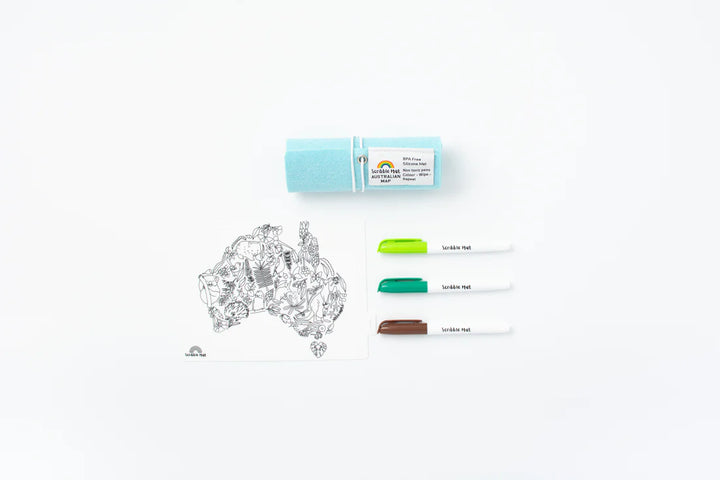 Reusable Scribble Mat Set | Mini Australian Map