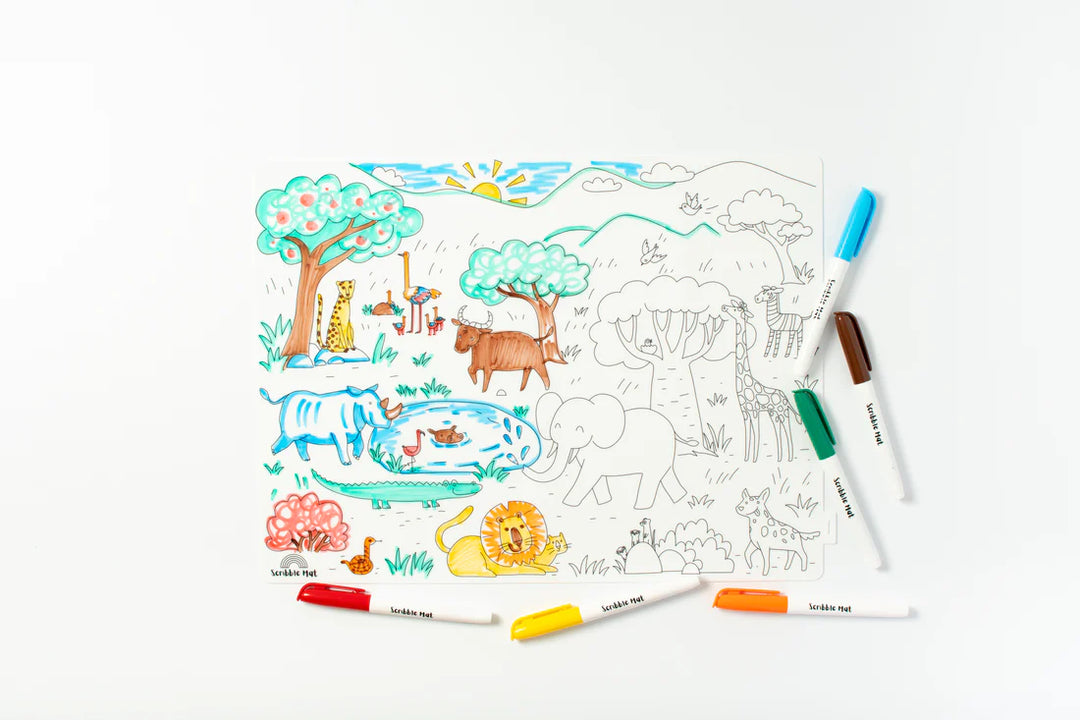 Reusable Scribble Mat Set | Going on Safari
