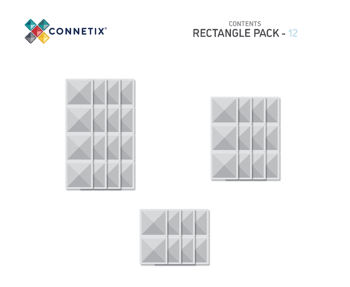 Connetix Magnetic Tiles Clear Rectangle 12 Piece Pack