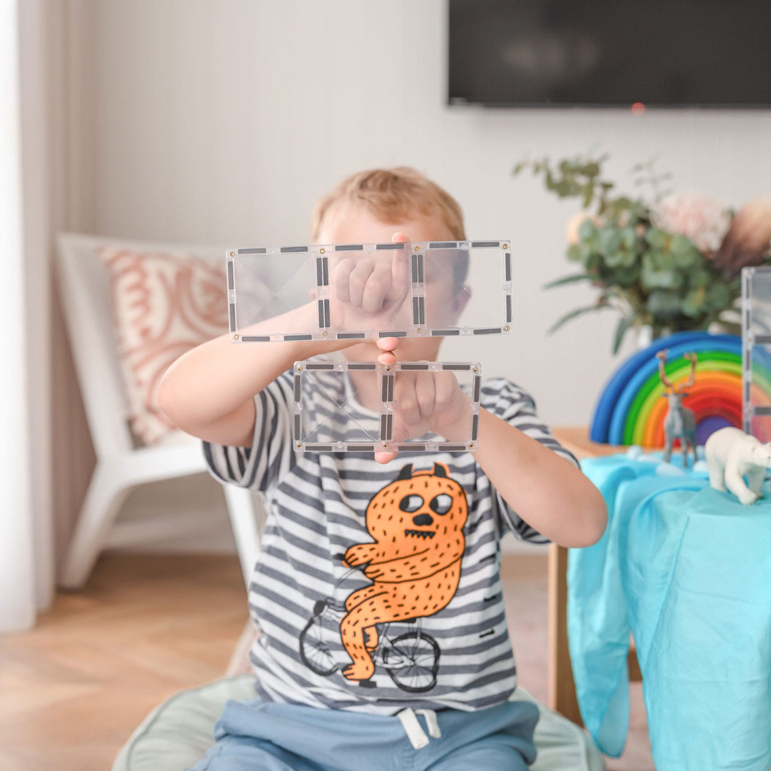 Connetix Magnetic Tiles Clear Rectangle 12 Piece Pack