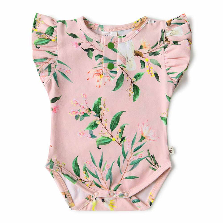 Snuggle Hunny Organic Short Sleeve Frill Bodysuit - Cockatoo Size 0000