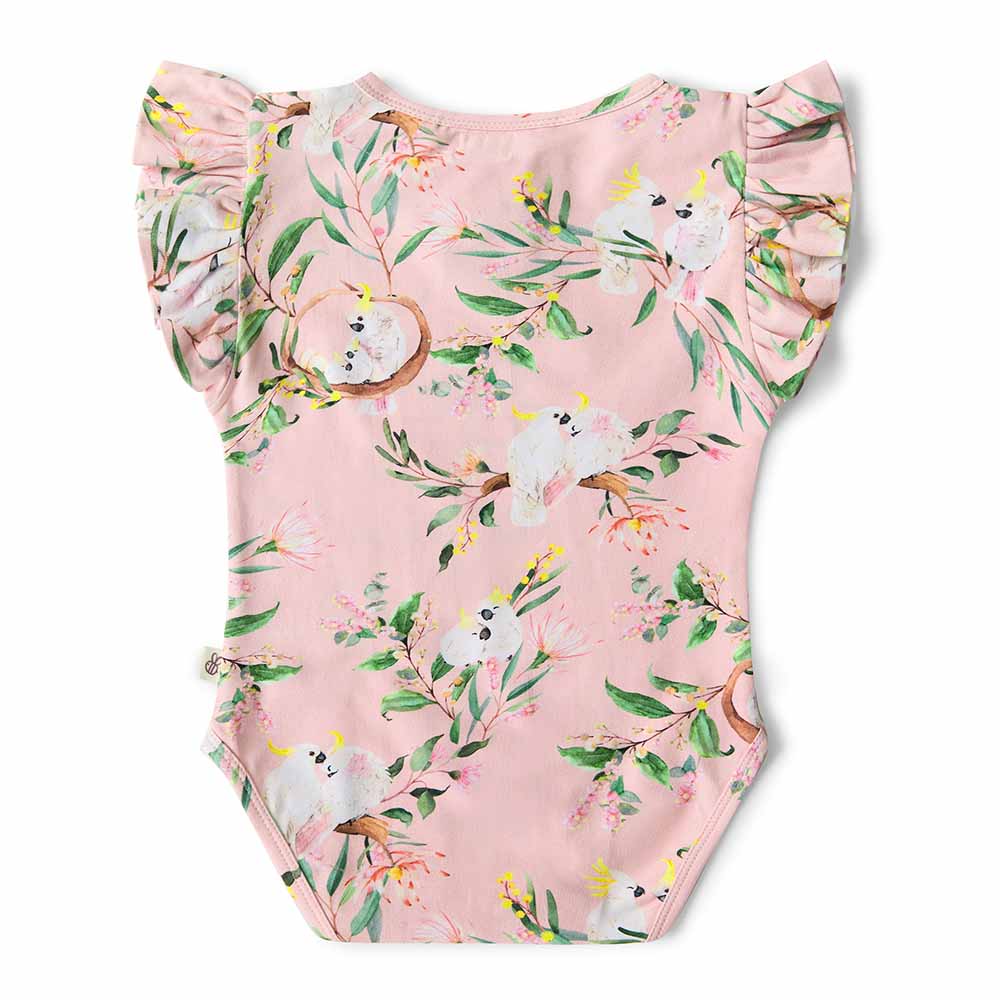 Snuggle Hunny Organic Short Sleeve Frill Bodysuit - Cockatoo Size 0000