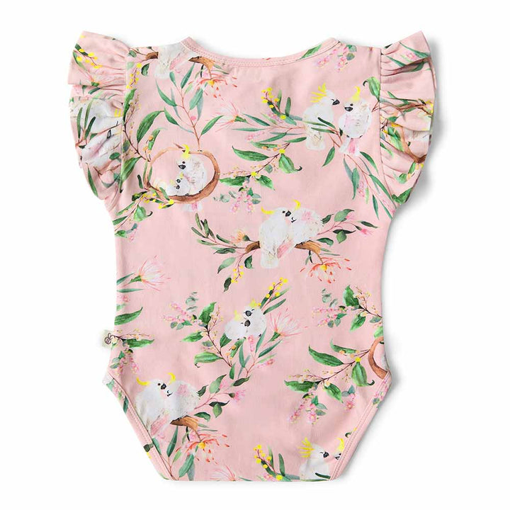 Snuggle Hunny Organic Short Sleeve Frill Bodysuit - Cockatoo Size 0000
