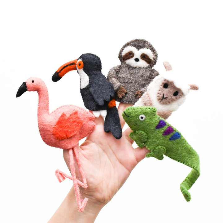 South American Rainforest Animals Felt Finger Puppet Set
