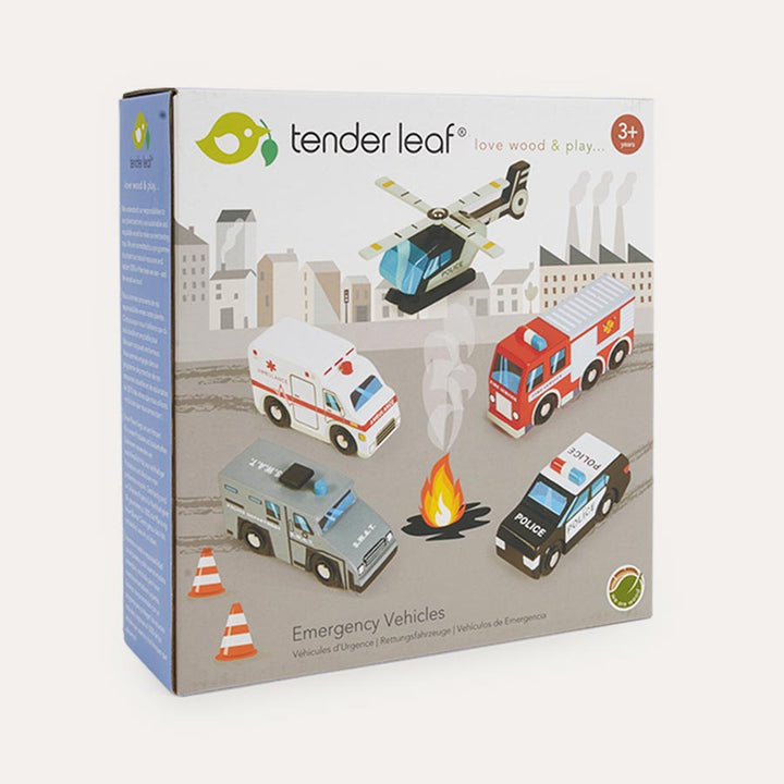 Wooden Toy Emergency Vehicles Set