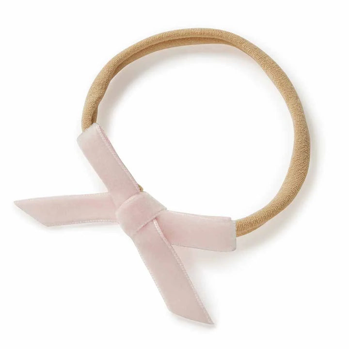 Snuggle Hunny Velvet Bow Stretchy Headband - Lullaby Pink