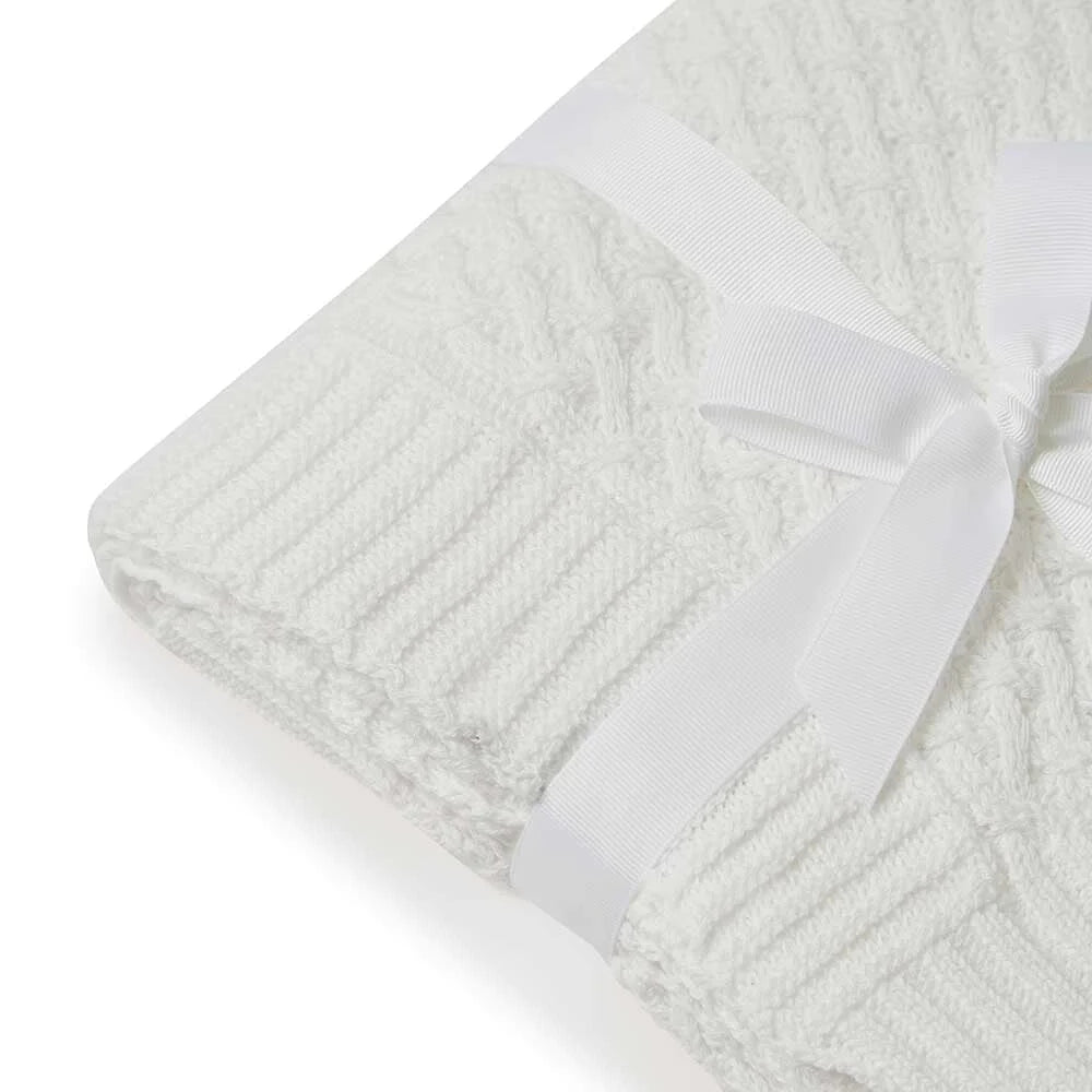 Snuggle Hunny Diamond Knit Baby Blanket - White