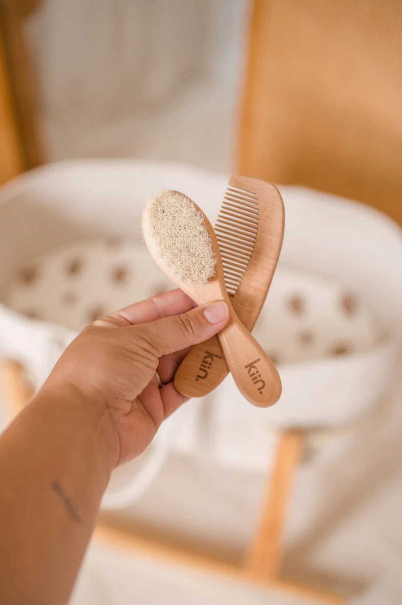 Kiin Wooden Baby Brush + Comb Set