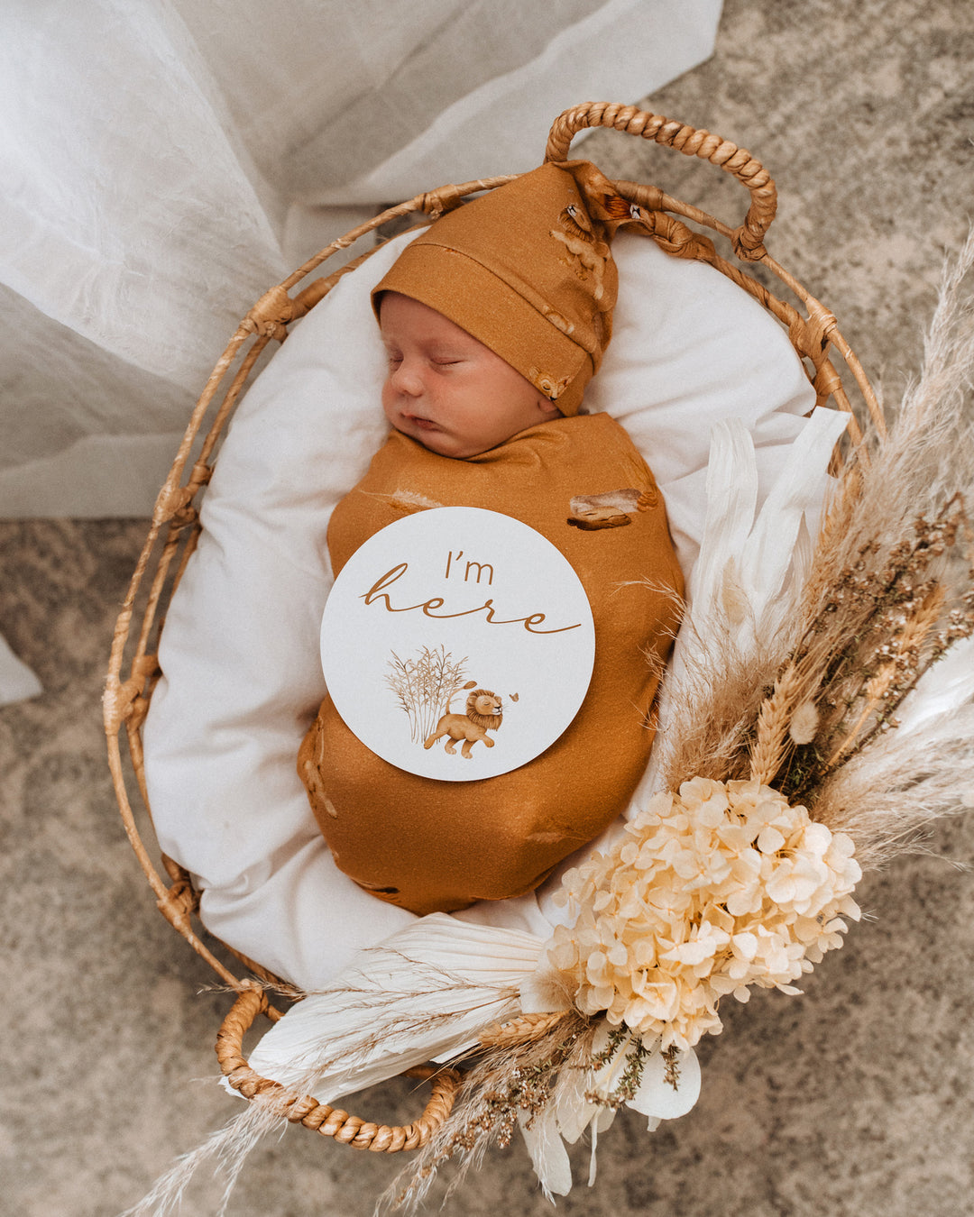 Snuggle Hunny Reversible Milestone Cards - Lion & Sunrise Gold