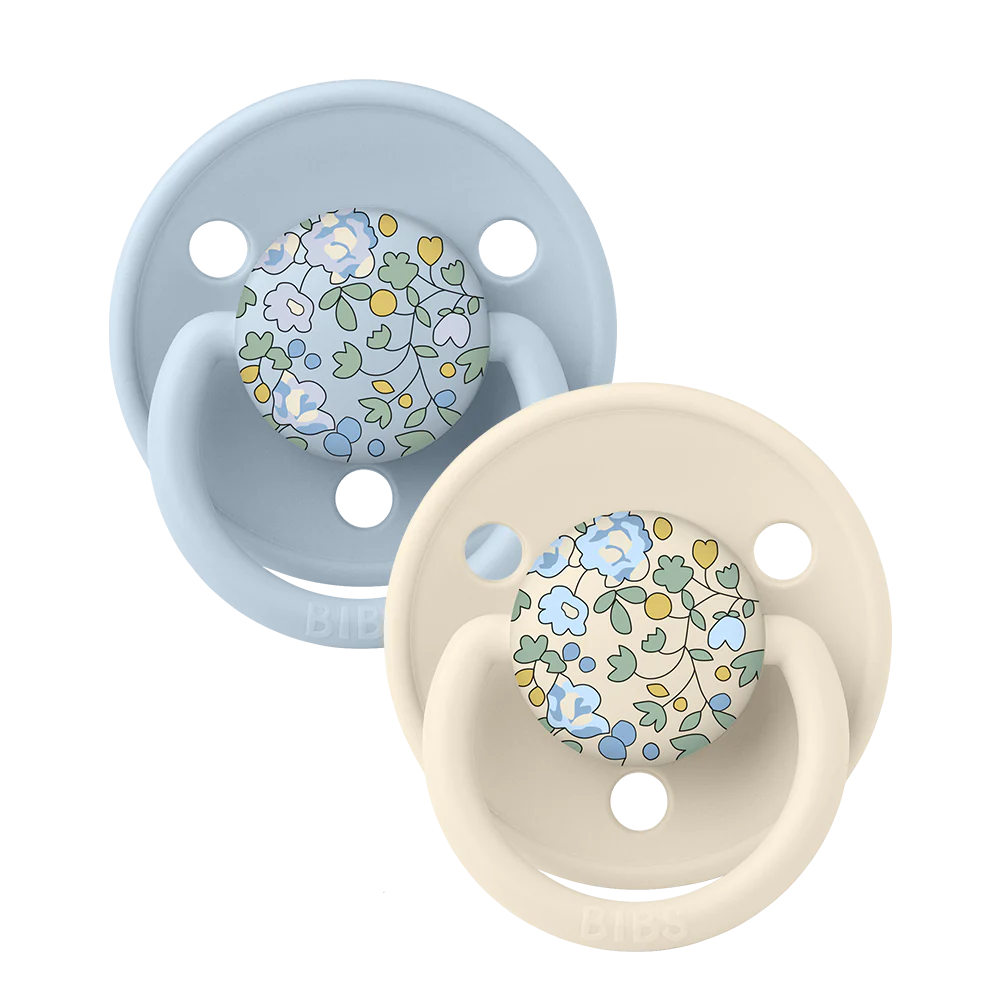 BIBS x Liberty Round De Lux Silicone Dummies 2 Pack (ONE SIZE 0-3 Years)
