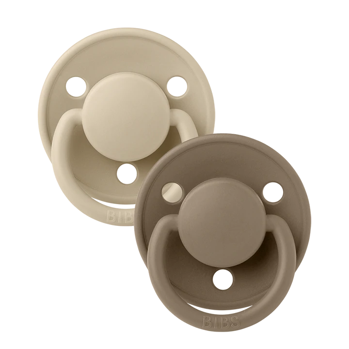 BIBS Round De Lux Silicone Dummies 2 Pack (ONE SIZE 0-3 Years)