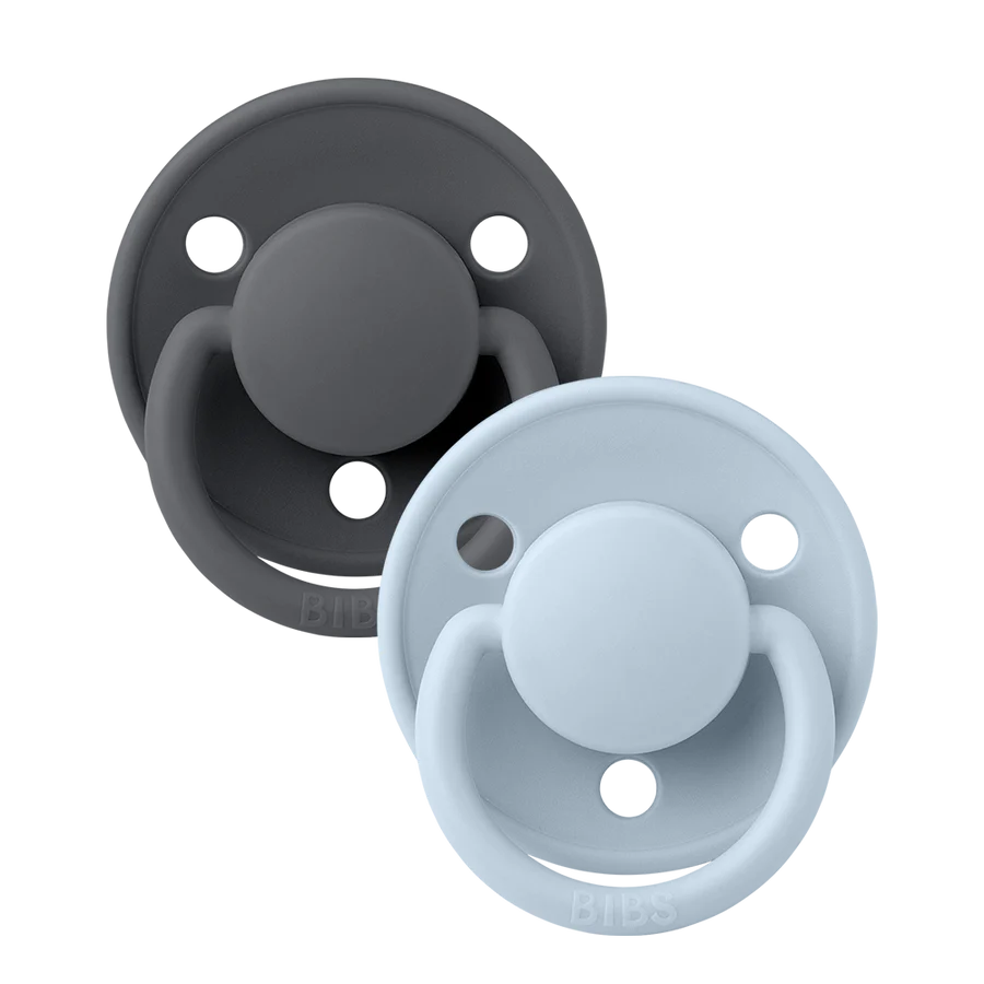 BIBS Round De Lux Silicone Dummies 2 Pack (ONE SIZE 0-3 Years)