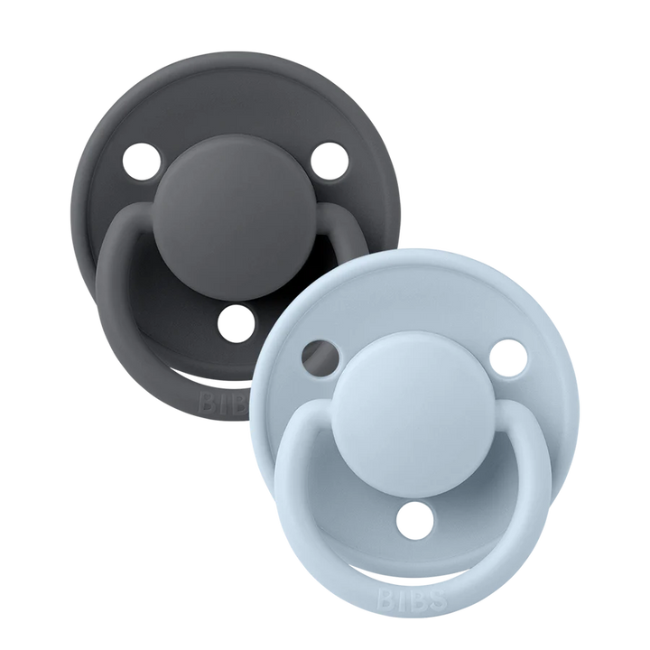 BIBS Round De Lux Silicone Dummies 2 Pack (ONE SIZE 0-3 Years)