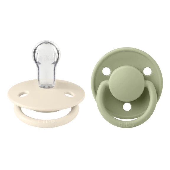 BIBS Round De Lux Silicone Dummies 2 Pack (ONE SIZE 0-3 Years)