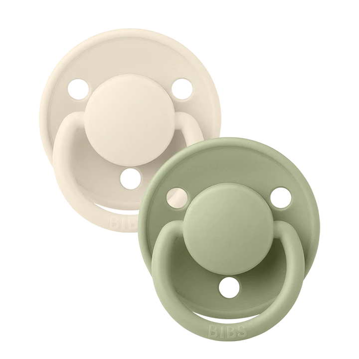 BIBS Round De Lux Silicone Dummies 2 Pack (ONE SIZE 0-3 Years)