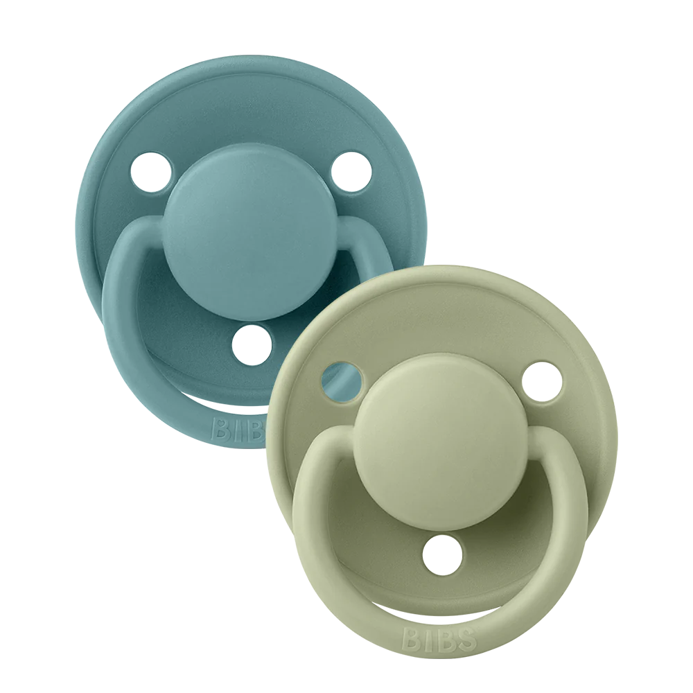 BIBS Round De Lux Silicone Dummies 2 Pack (ONE SIZE 0-3 Years)