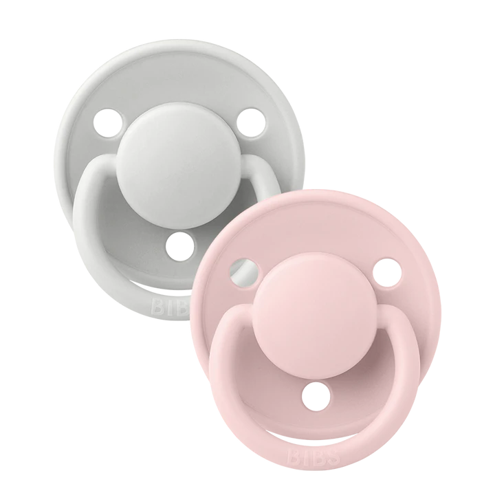 BIBS Round De Lux Silicone Dummies 2 Pack (ONE SIZE 0-3 Years)