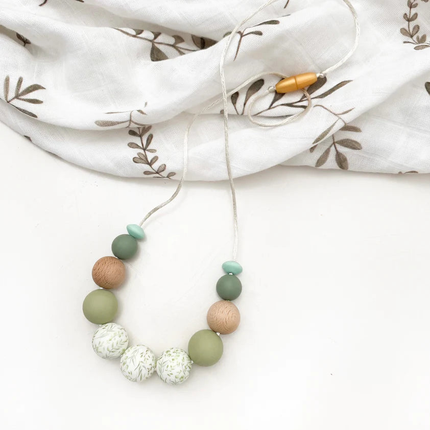 Spring Bloom Silicone Necklace - Sage Foliage
