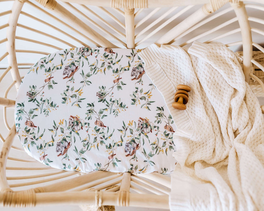 Snuggle Hunny Bassinet Sheet & Change Pad Cover - Eucalypt