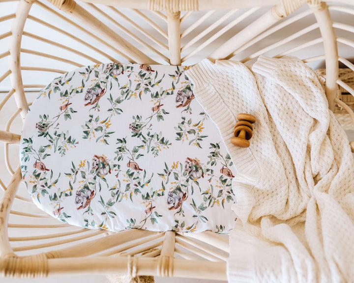 Snuggle Hunny Bassinet Sheet & Change Pad Cover - Eucalypt
