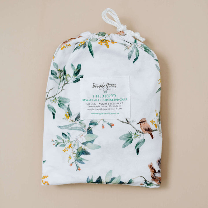Snuggle Hunny Bassinet Sheet & Change Pad Cover - Eucalypt