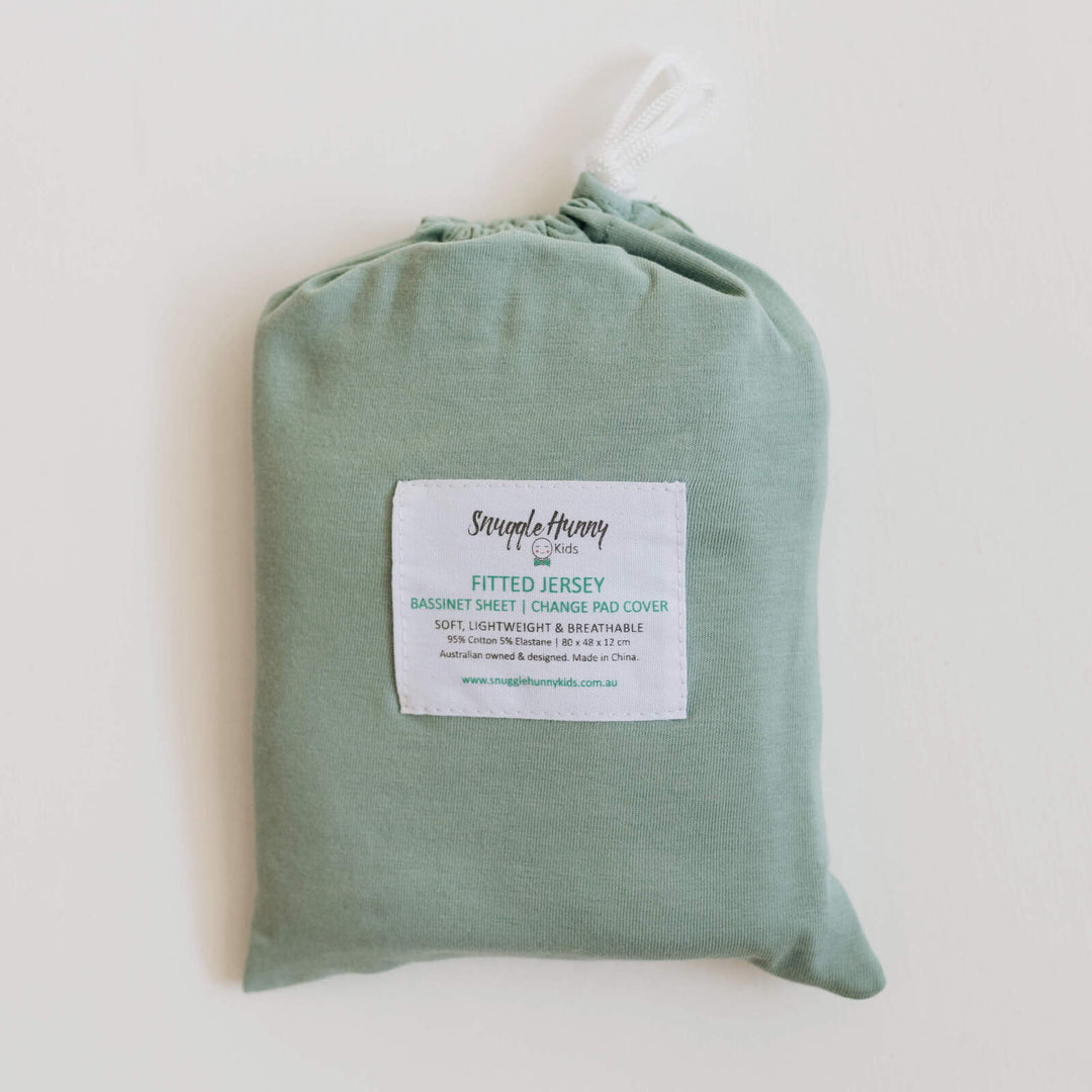 Snuggle Hunny Bassinet Sheet & Change Pad Cover - Sage
