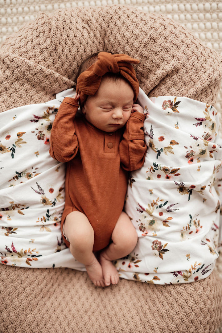 Snuggle Hunny Organic Ribbed Topknot Headband - Biscuit