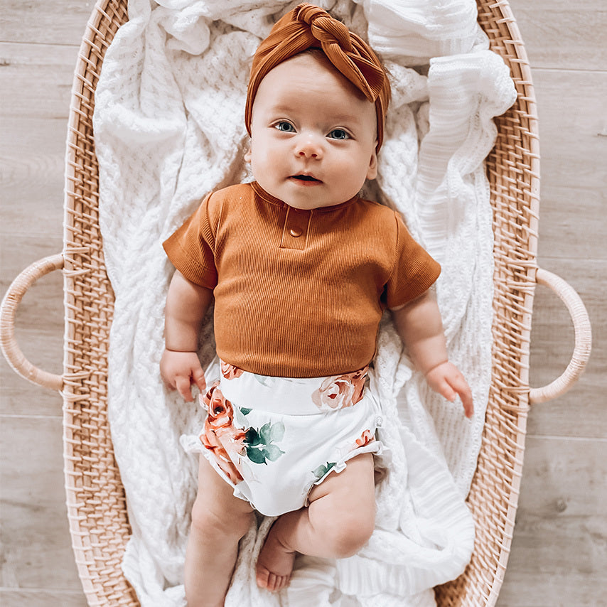 Snuggle Hunny Organic Ribbed Topknot Headband - Chestnut