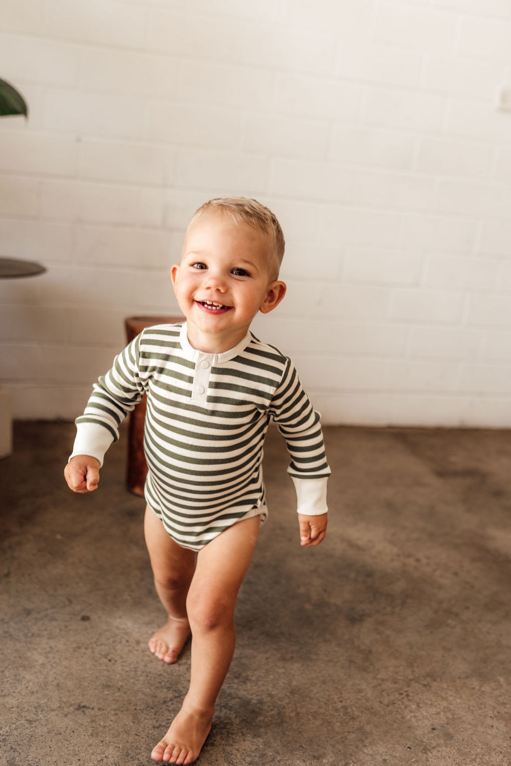 Snuggle Hunny Organic Ribbed Long Sleeve Bodysuit - Olive Stripe