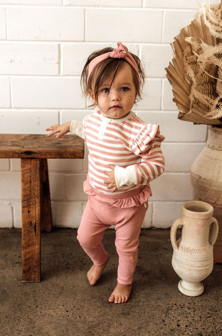 Snuggle Hunny Ribbed Organic Pants - Rose