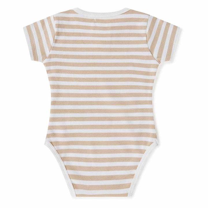 Snuggle Hunny Organic Ribbed Short Sleeve Bodysuit - Pebble Stripe