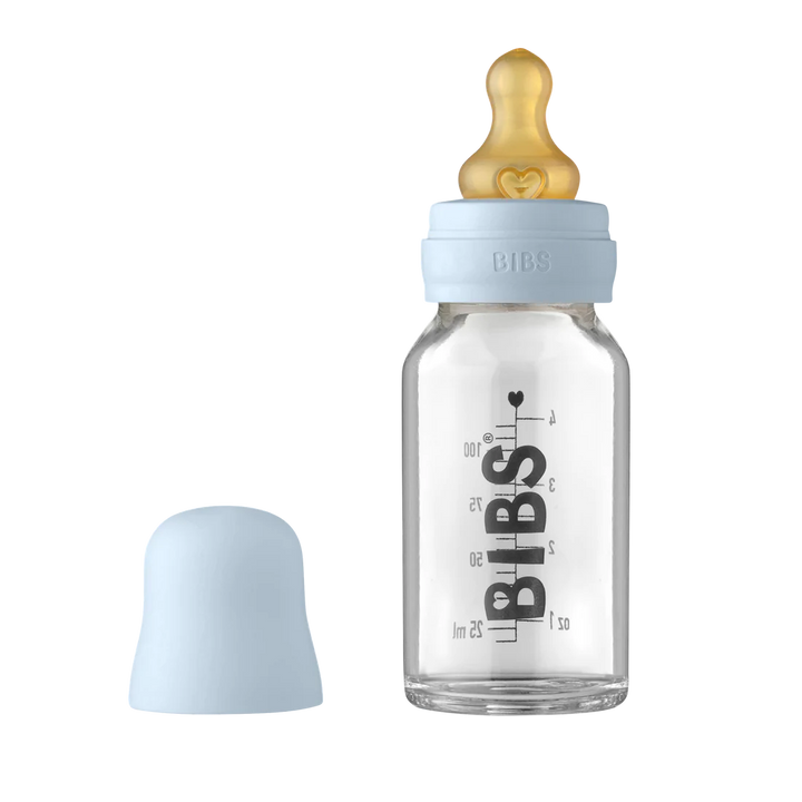 BIBS Baby Glass Bottle Complete Set 110ml | Baby Blue