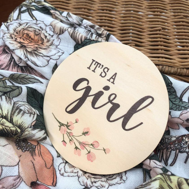 Coloured Announcement Milestone Timber Plaques - Baby Girl