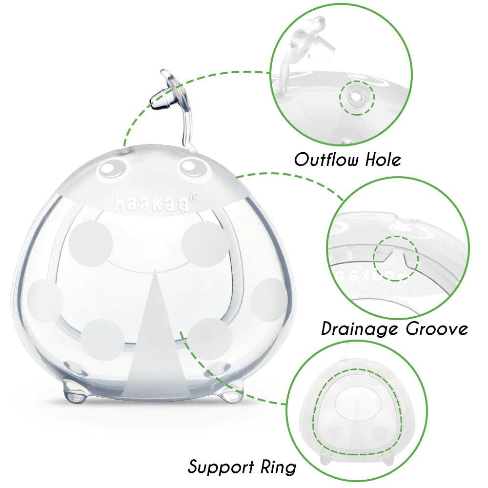 Ladybug Silicone Milk Collector 2 Pack (75ml)  + Carry Bag Caramel