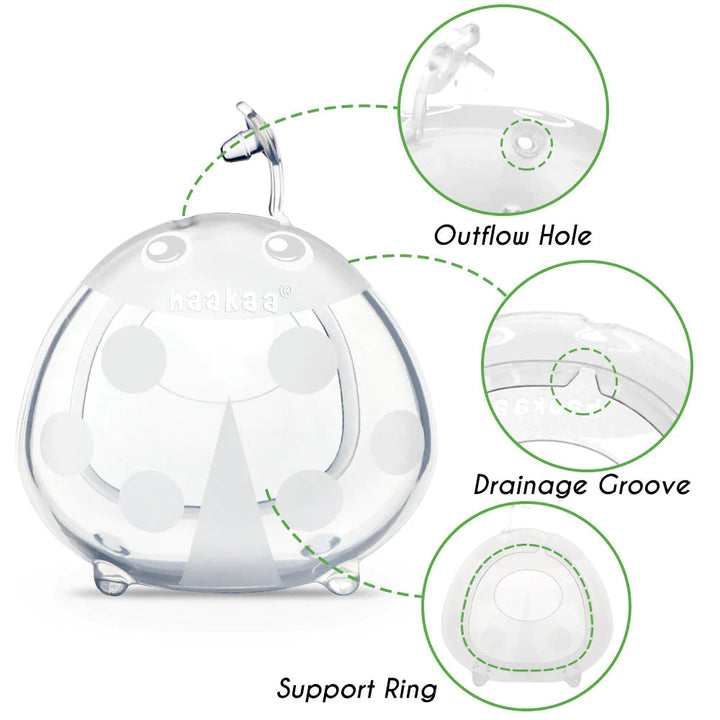Ladybug Silicone Milk Collector 2 Pack (75ml)  + Carry Bag Caramel