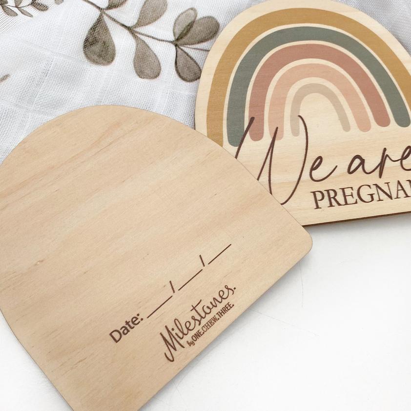 Timber Baby Announcement Milestone Plaques - Rainbow Series