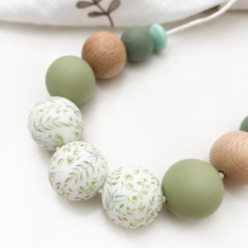 Spring Bloom Silicone Necklace - Sage Foliage