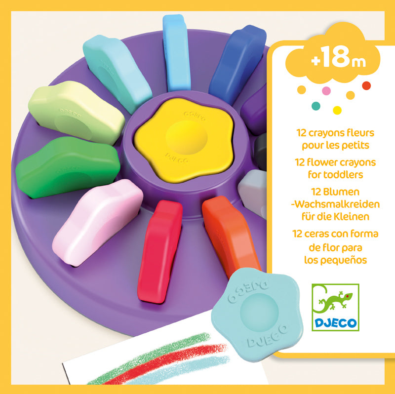 Djeco Toddler Flower Crayon Set 12 Pack