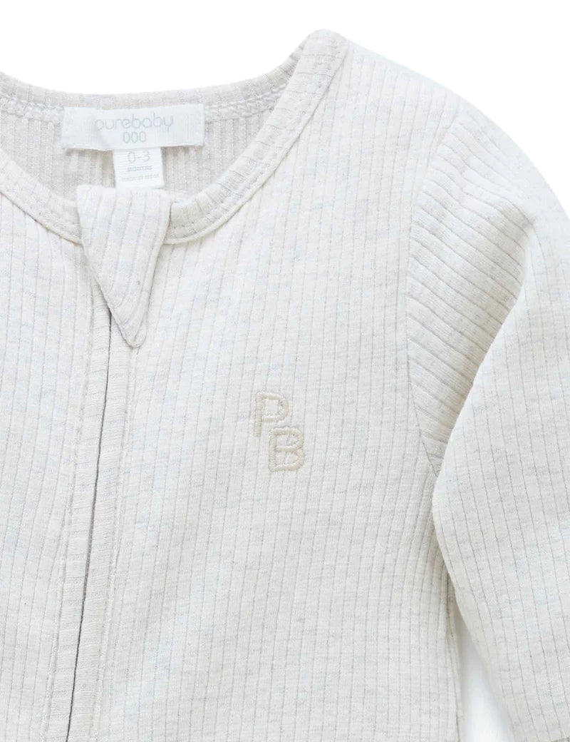 Purebaby Organic Ribbed Growsuit - Wheat