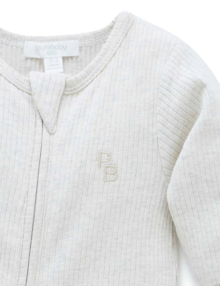 Purebaby Organic Ribbed Growsuit - Wheat