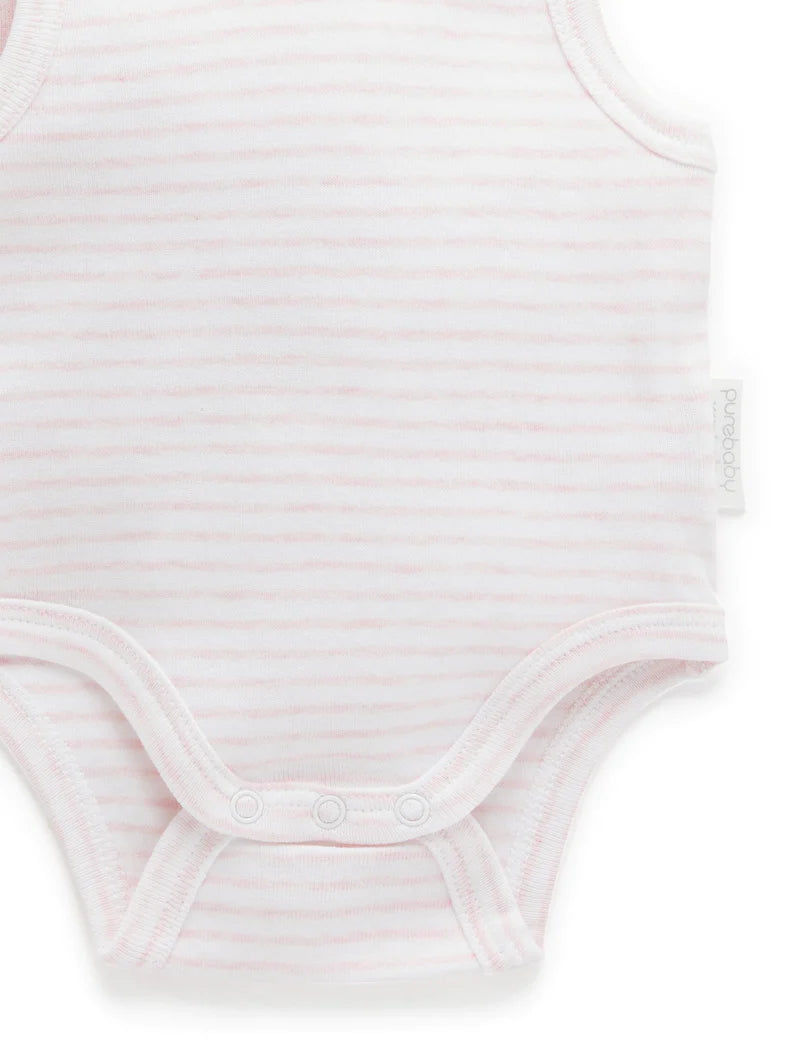 Purebaby Organic Ribbed Bodysuit 2 Pack - Pale Pink