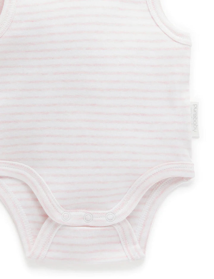 Purebaby Organic Ribbed Bodysuit 2 Pack - Pale Pink