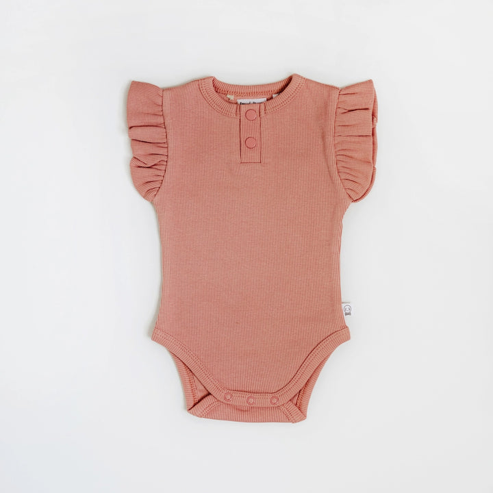 Snuggle Hunny Organic Ribbed Short Sleeve Bodysuit - Rose